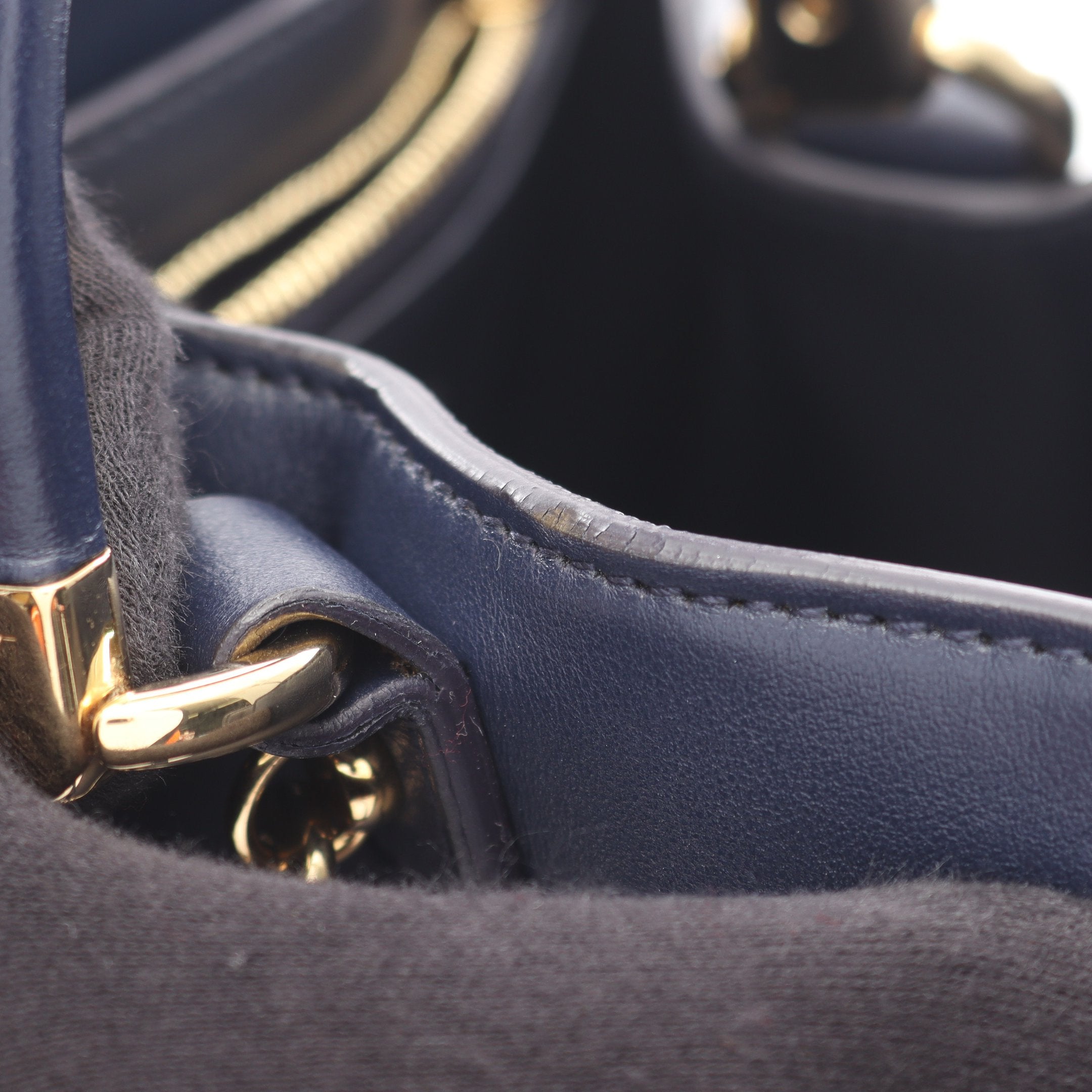 ガンチーニ ハンドバッグ レザー ネイビー 2WAY サルヴァトーレ