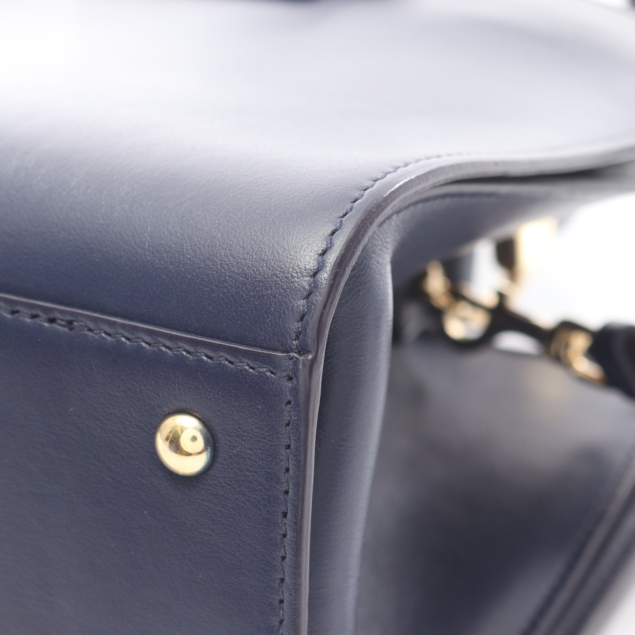 ガンチーニ ハンドバッグ レザー ネイビー 2WAY サルヴァトーレ