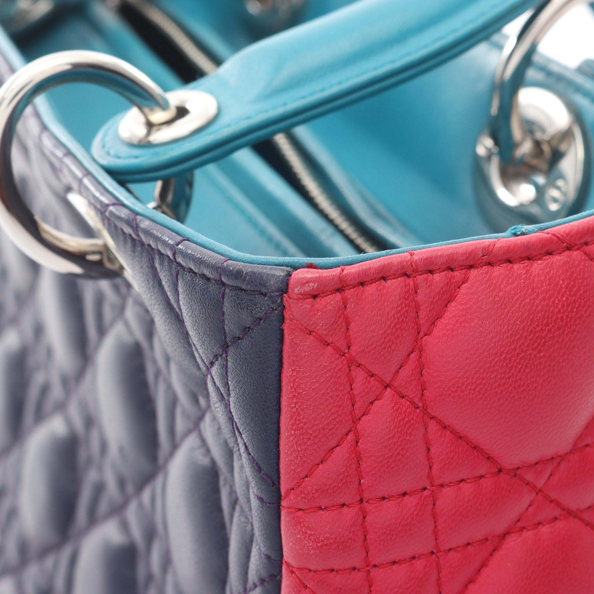 LADY DIOR レディディオール カナージュ ハンドバッグ レザー ネイビー ブルーグリーン ピンクパープル 2WAY クリスチャンディオール バッグ Christian Dior