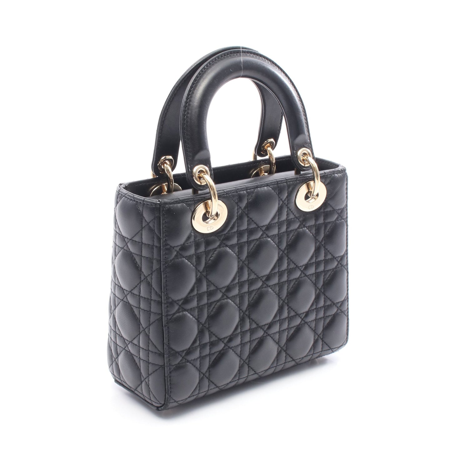 レディディオール スモール カナージュ ハンドバッグ レザー ブラック 2WAY クリスチャンディオール バッグ Christian Dior