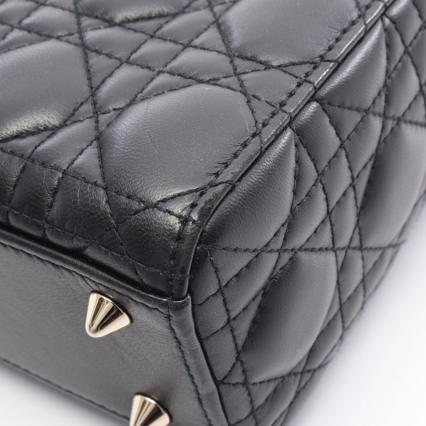 レディディオール スモール カナージュ ハンドバッグ レザー ブラック 2WAY クリスチャンディオール バッグ Christian Dior