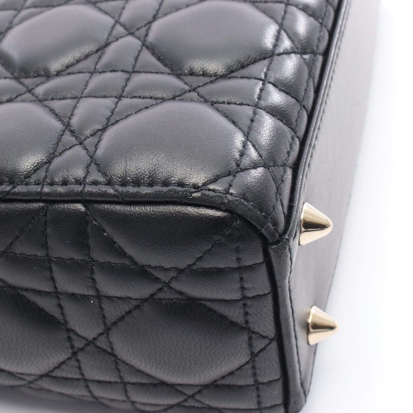 レディディオール スモール カナージュ ハンドバッグ レザー ブラック 2WAY クリスチャンディオール バッグ Christian Dior