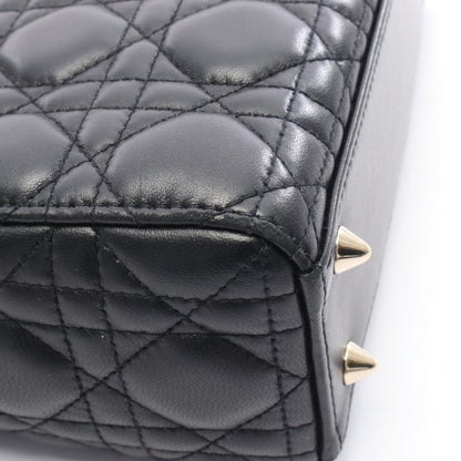 レディディオール スモール カナージュ ハンドバッグ レザー ブラック 2WAY クリスチャンディオール バッグ Christian Dior