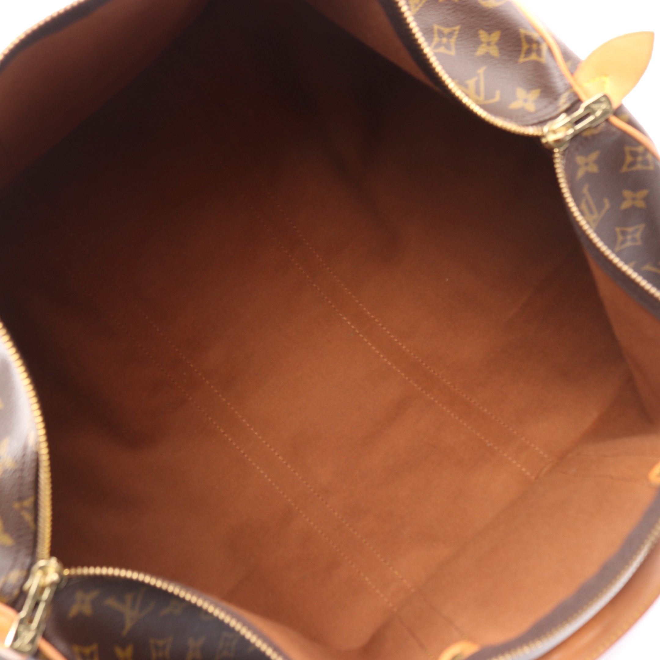 キーポル55 モノグラム ボストンバッグ PVC レザー ブラウン ルイ