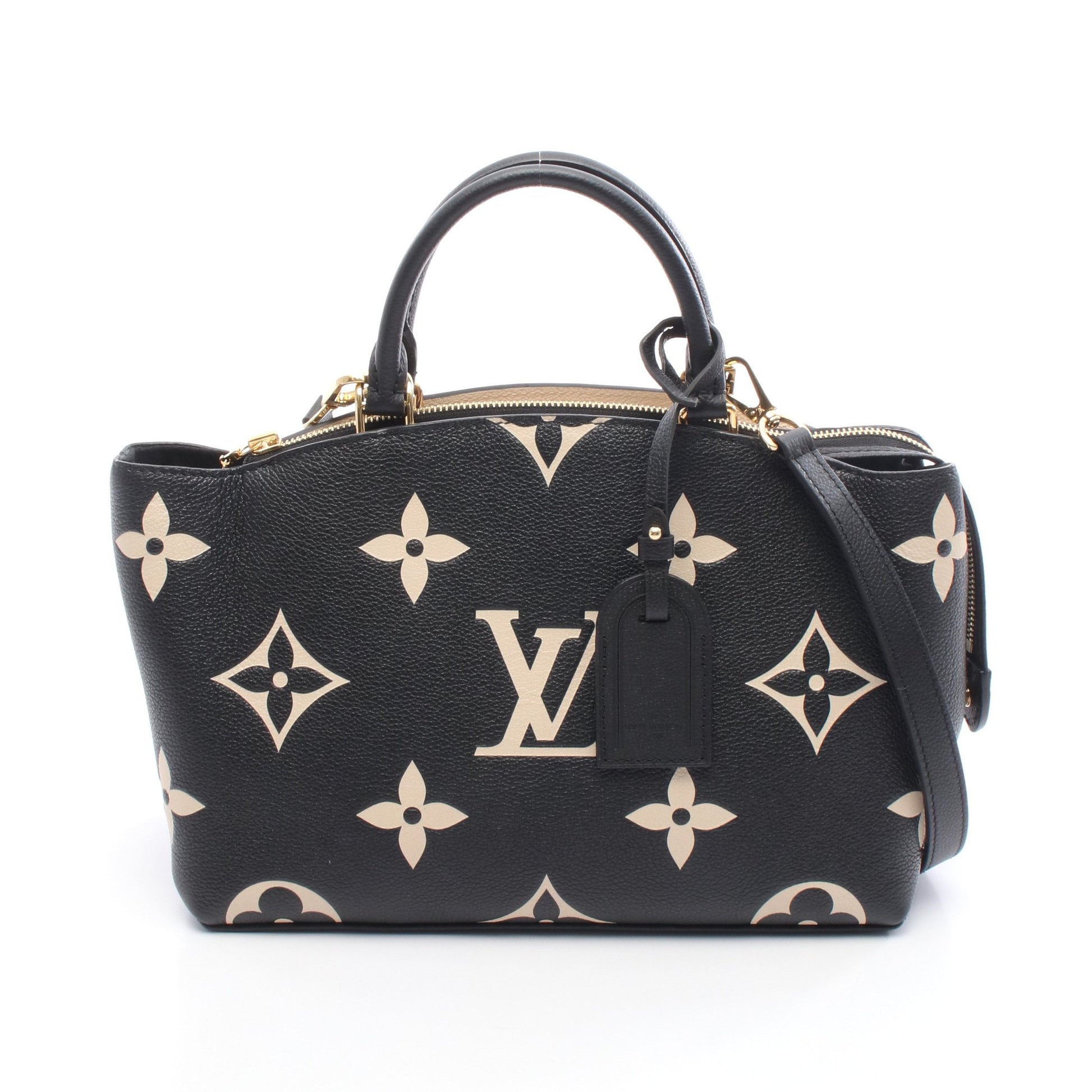 プティ パレPM バイカラーモノグラムアンプラント ハンドバッグ レザー ブラック ベージュ 2WAY ルイヴィトン バッグ LOUIS VUITTON