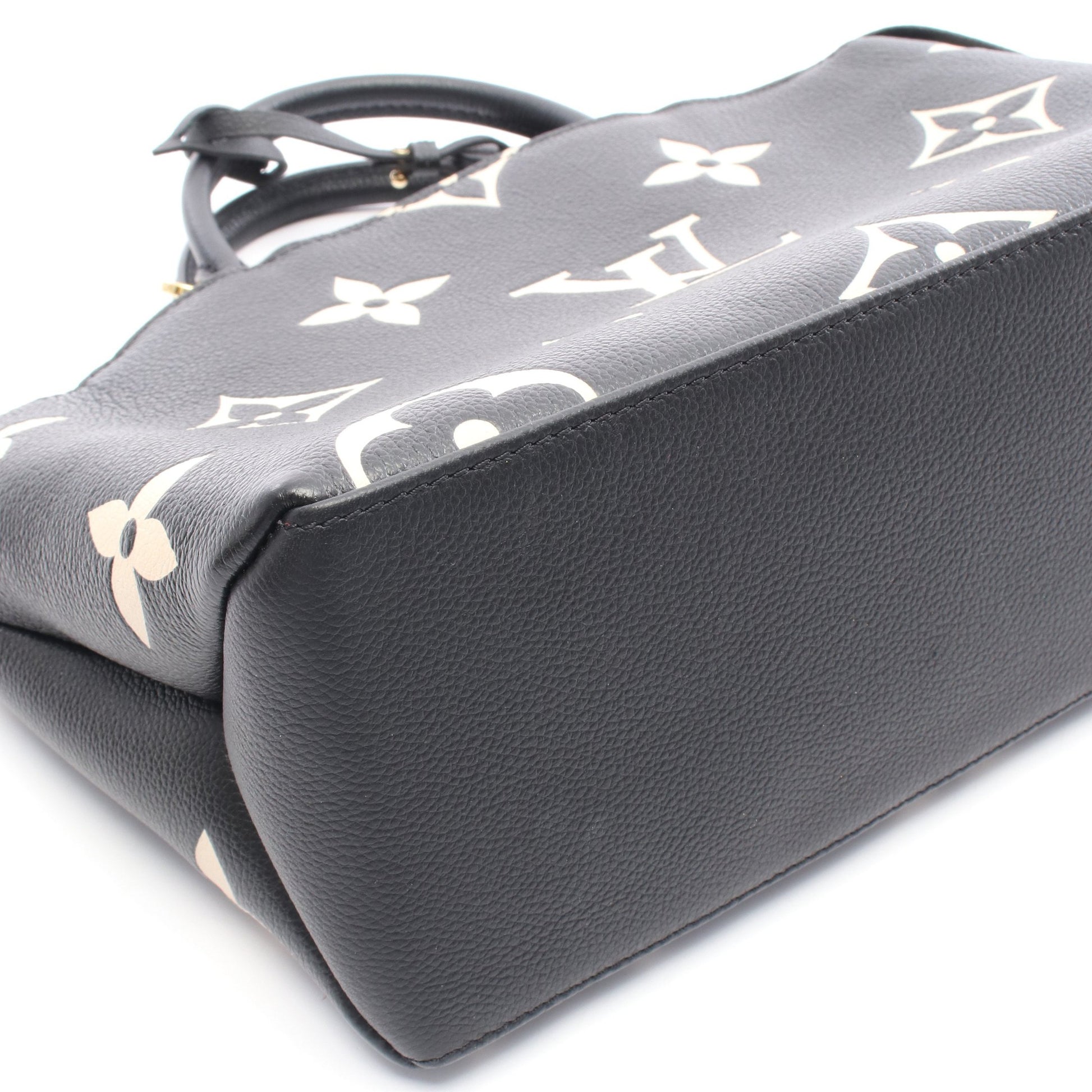 プティ パレPM バイカラーモノグラムアンプラント ハンドバッグ レザー ブラック ベージュ 2WAY ルイヴィトン バッグ LOUIS VUITTON
