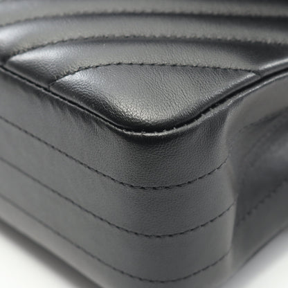 シェブロン Vステッチ Wフラップ Wチェーンショルダーバッグ ラムスキン ブラック ゴールド金具 シャネル バッグ CHANEL