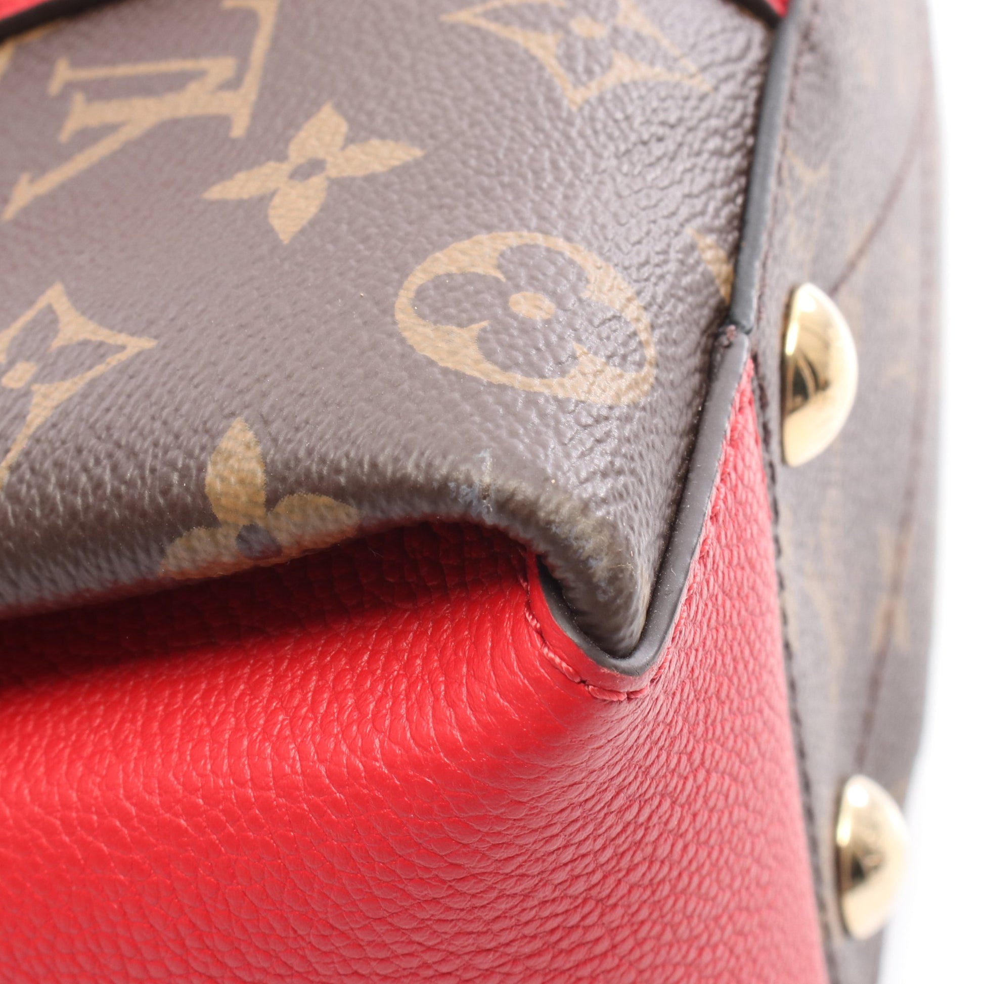 スフロ NV BB モノグラム スリーズ ハンドバッグ PVC レザー ブラウン レッド 2WAY ルイヴィトン バッグ LOUIS VUITTON