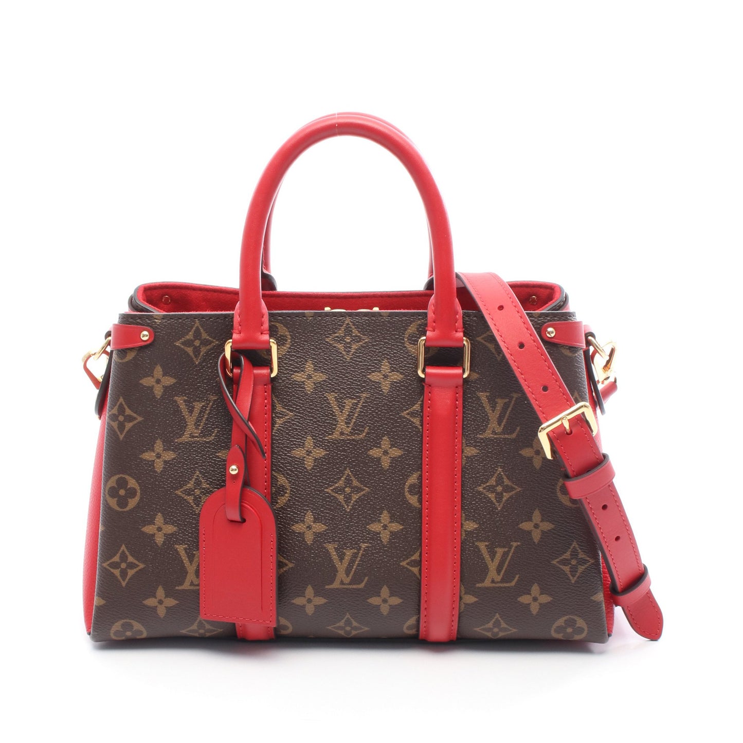 スフロ NV BB モノグラム スリーズ ハンドバッグ PVC レザー ブラウン レッド 2WAY ルイヴィトン バッグ LOUIS VUITTON