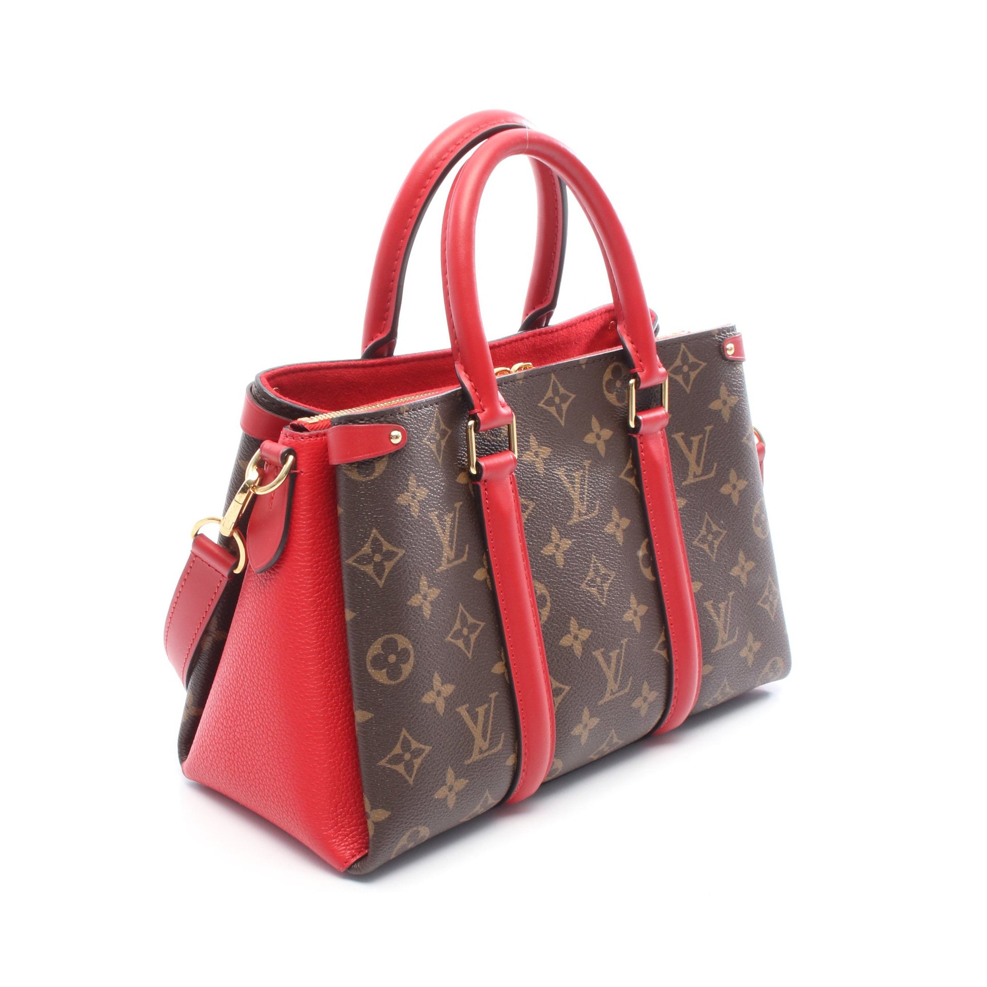 スフロ NV BB モノグラム スリーズ ハンドバッグ PVC レザー ブラウン レッド 2WAY ルイヴィトン バッグ LOUIS VUITTON