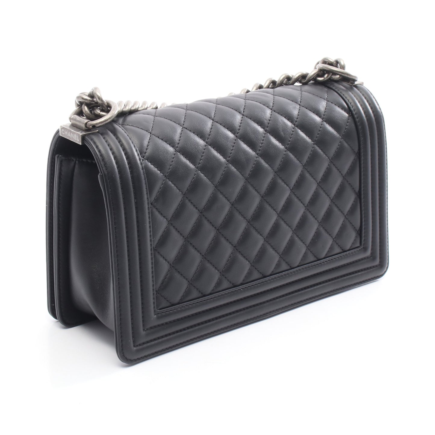 ボーイシャネル チェーンショルダーバッグ レザー ブラック シルバー金具 シャネル バッグ CHANEL