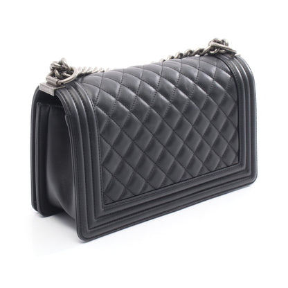 ボーイシャネル チェーンショルダーバッグ レザー ブラック シルバー金具 シャネル バッグ CHANEL