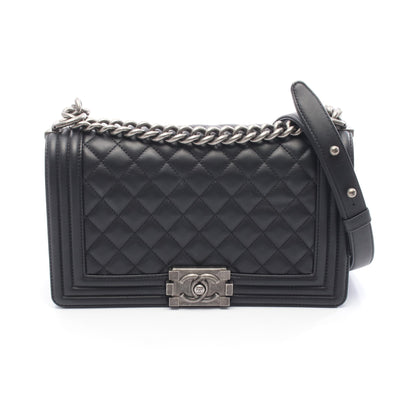 ボーイシャネル チェーンショルダーバッグ レザー ブラック シルバー金具 シャネル バッグ CHANEL