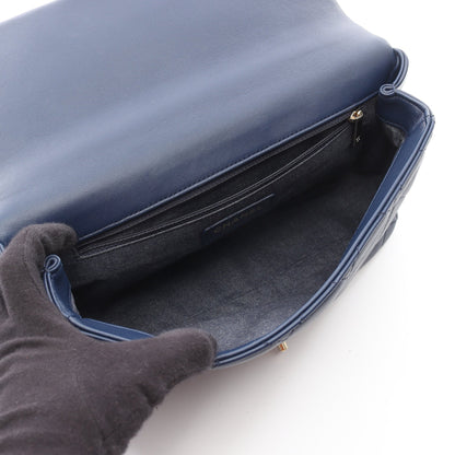 ラージ フラップ バッグ マトラッセ チェーンショルダーバッグ ラムスキン ネイビー コンビ金具 2WAY シャネル バッグ CHANEL