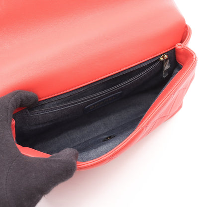 ラージ フラップ バッグ マトラッセ チェーンショルダーバッグ ラムスキン オレンジレッド コンビ金具 2WAY シャネル バッグ CHANEL