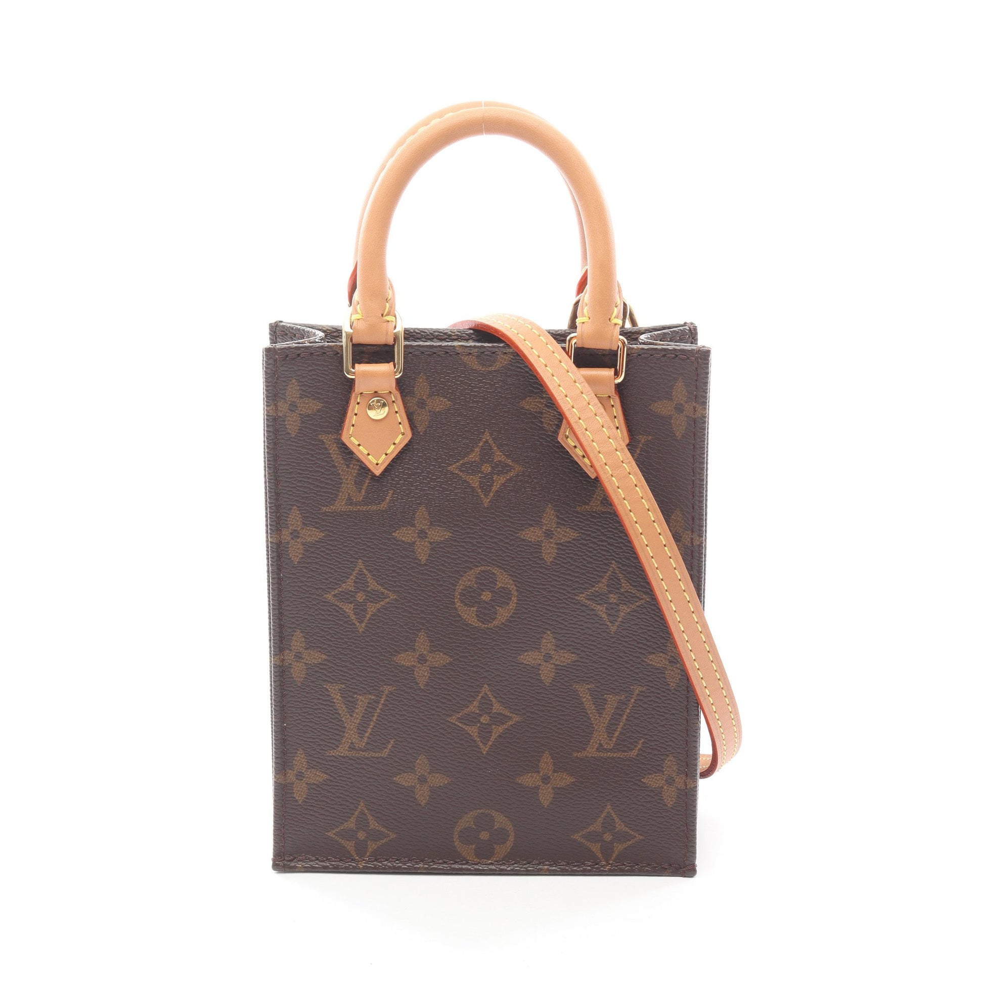 プティット サックプラ モノグラム ハンドバッグ PVC レザー ブラウン 2WAY ルイヴィトン バッグ LOUIS VUITTON
