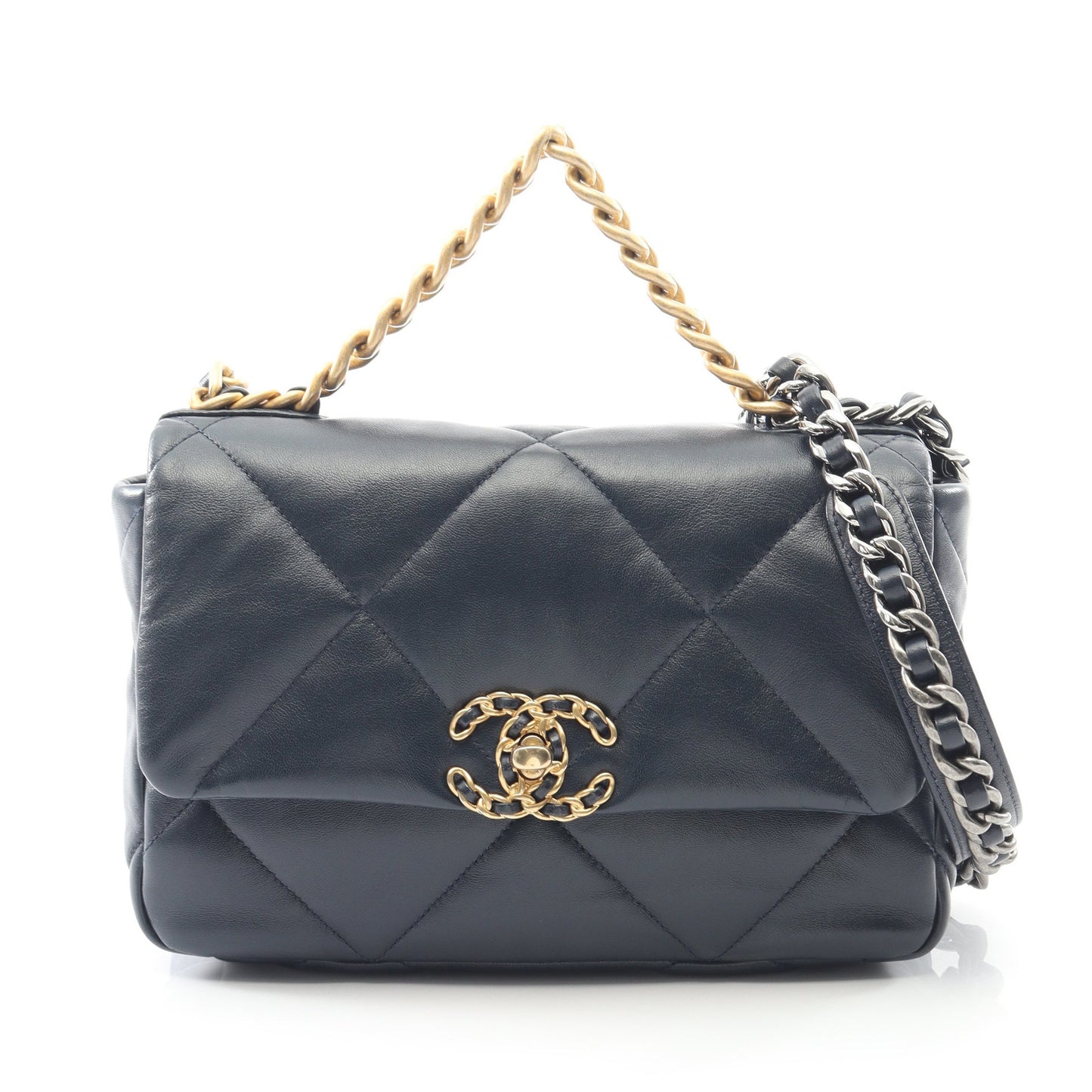19 ディズヌフ マトラッセ チェーンショルダーバッグ ラムスキン ネイビー コンビ金具 2WAY シャネル バッグ CHANEL