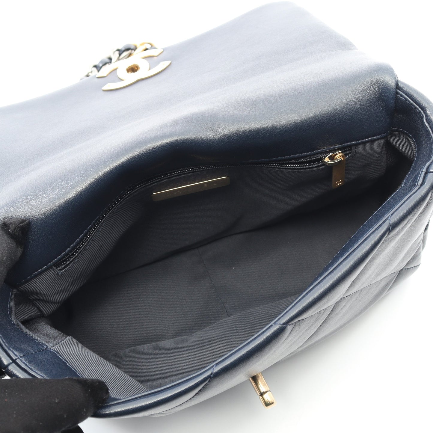 19 ディズヌフ マトラッセ チェーンショルダーバッグ ラムスキン ネイビー コンビ金具 2WAY シャネル バッグ CHANEL