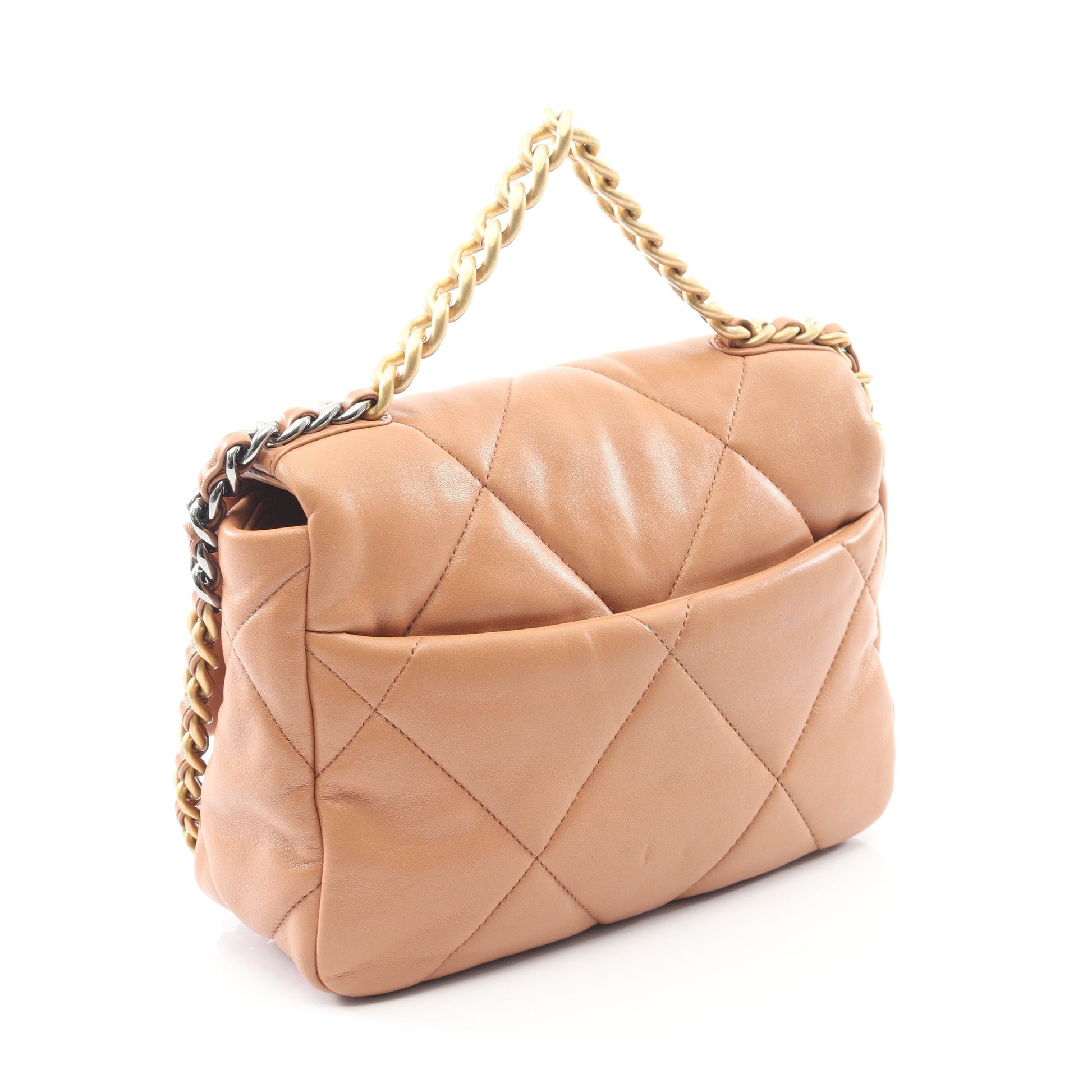 19 ディズヌフ マトラッセ チェーンショルダーバッグ ラムスキン ベージュ コンビ金具 2WAY シャネル バッグ CHANEL