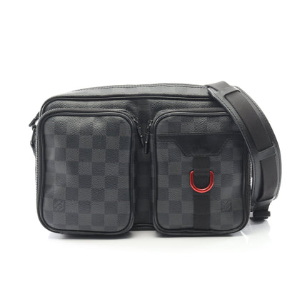 ユーティリティ メッセンジャー ダミエグラフィット ショルダーバッグ PVC レザー ダークグレー ルイヴィトン バッグ LOUIS VUITTON