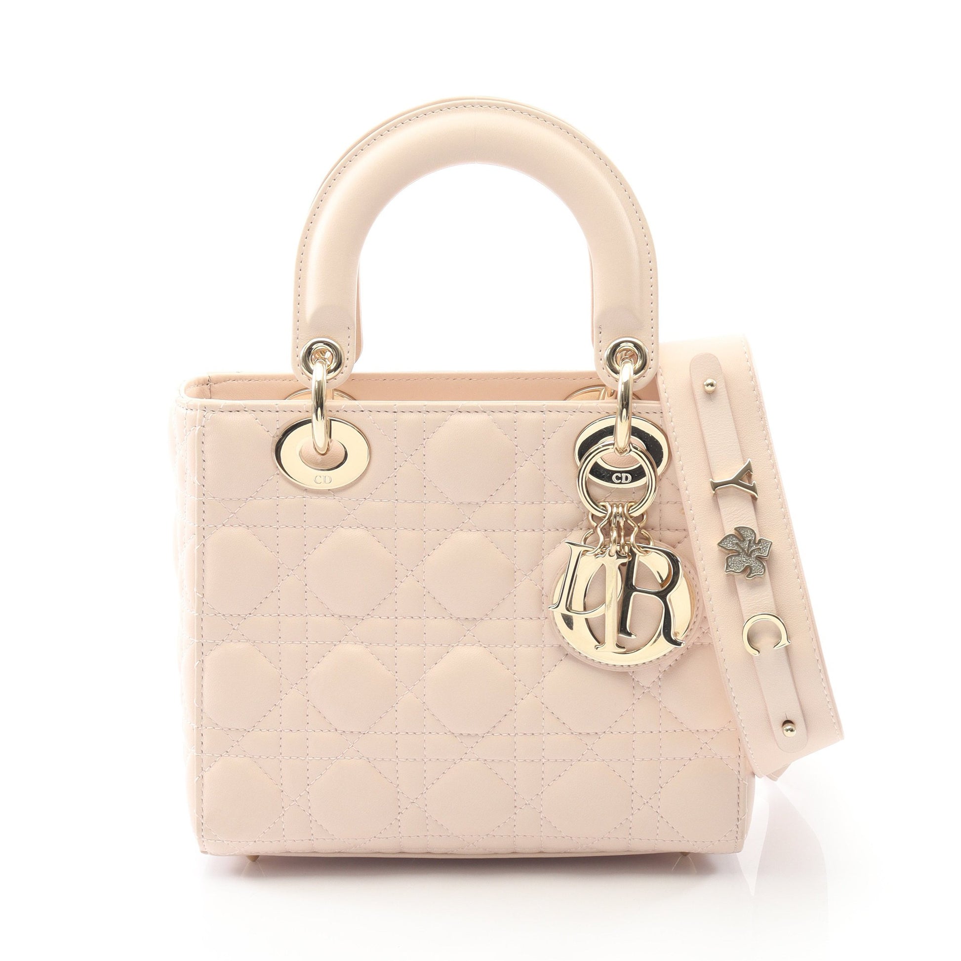 LADY DIOR MY ABCDIOR レディディオール スモール カナージュ ハンドバッグ レザー ライトピンク 2WAY クリスチャンディオール バッグ Christian Dior