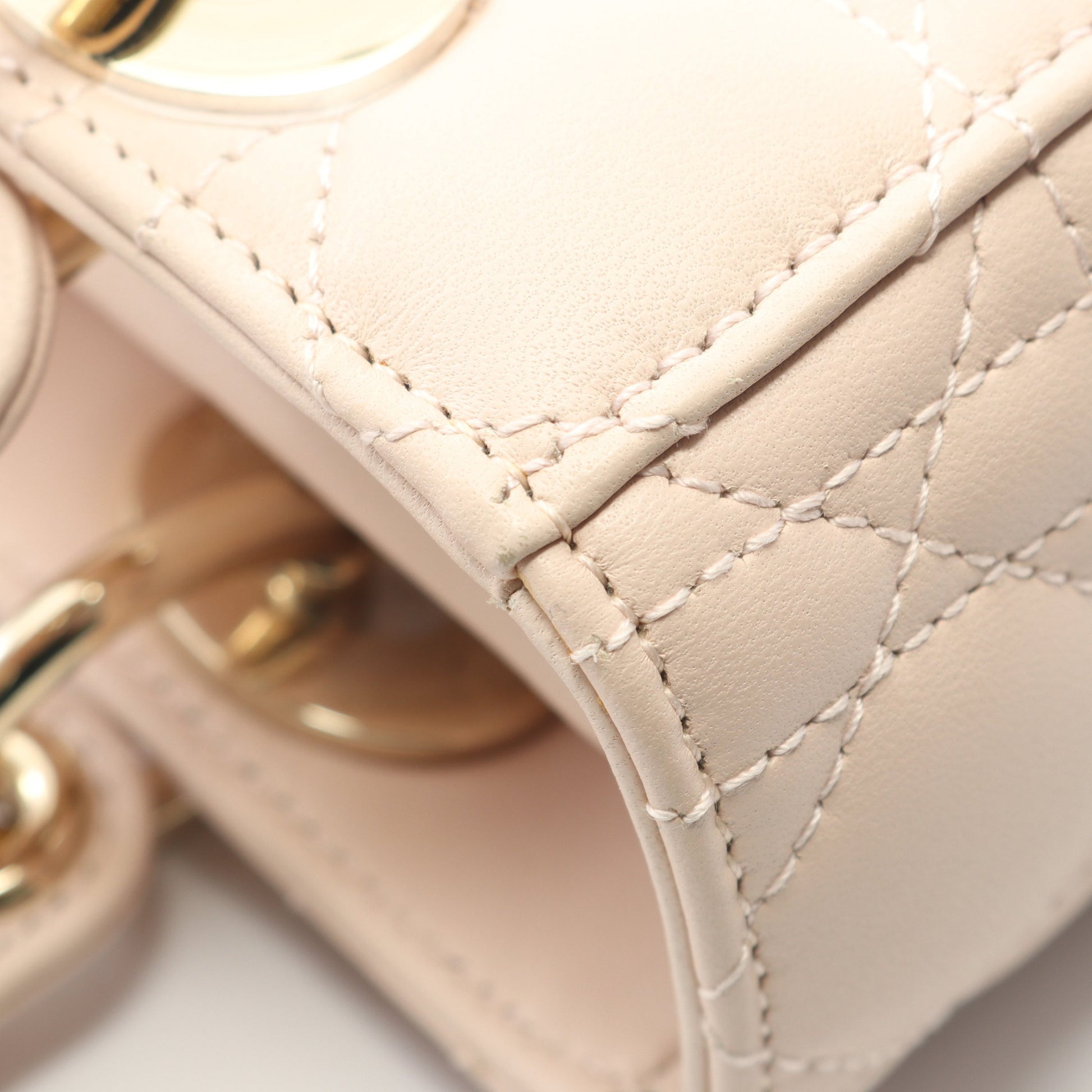 LADY DIOR MY ABCDIOR レディディオール スモール カナージュ ハンドバッグ レザー ライトピンク 2WAY クリスチャンディオール バッグ Christian Dior