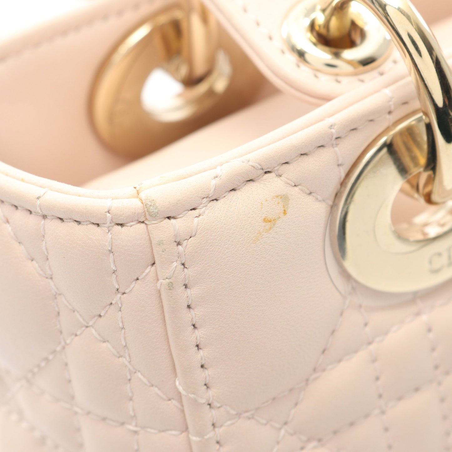 LADY DIOR MY ABCDIOR レディディオール スモール カナージュ ハンドバッグ レザー ライトピンク 2WAY クリスチャンディオール バッグ Christian Dior