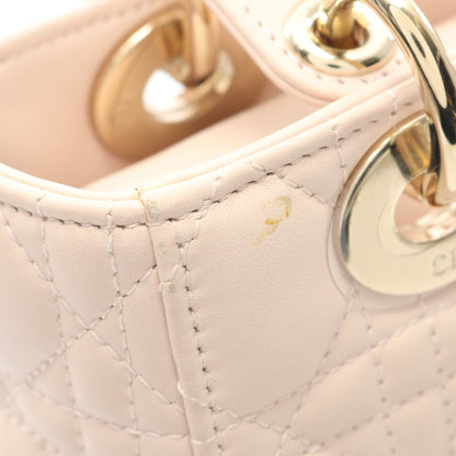 LADY DIOR MY ABCDIOR レディディオール スモール カナージュ ハンドバッグ レザー ライトピンク 2WAY クリスチャンディオール バッグ Christian Dior