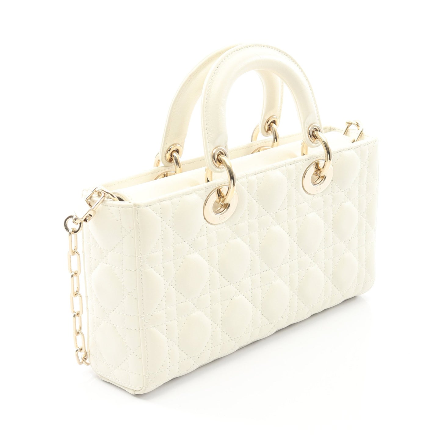 Lady D-Joy ミディアム カナージュ ハンドバッグ レザー ホワイト 2WAY クリスチャンディオール バッグ Christian Dior