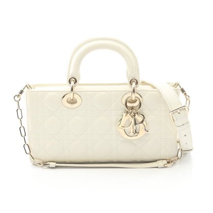 Lady D-Joy ミディアム カナージュ ハンドバッグ レザー ホワイト 2WAY クリスチャンディオール バッグ Christian Dior