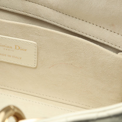 Lady D-Joy ミディアム カナージュ ハンドバッグ レザー ホワイト 2WAY クリスチャンディオール バッグ Christian Dior