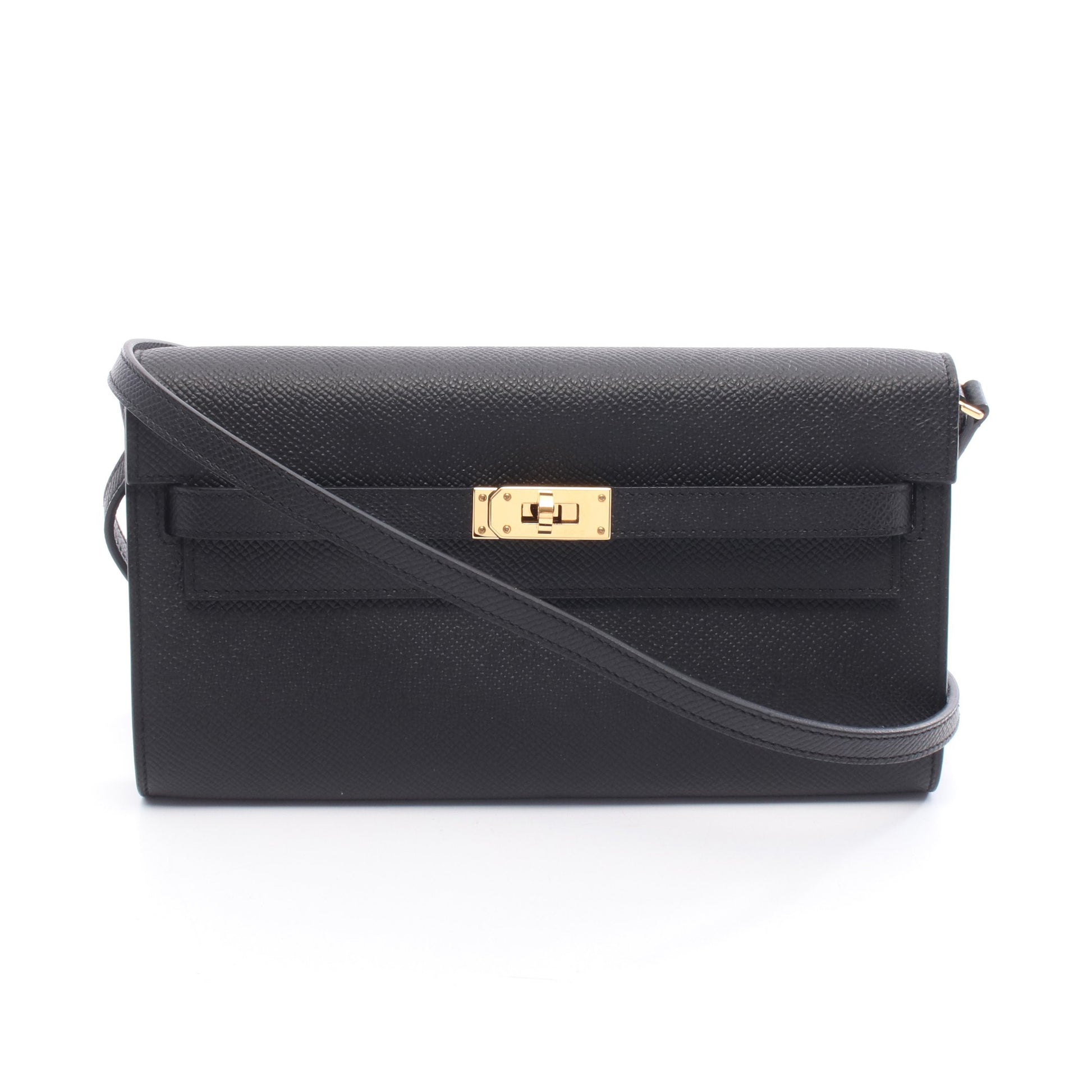 ケリートゥーゴー ショルダーウォレット ヴォーエプソン ブラック ゴールド金具 K刻印 エルメス バッグ HERMES