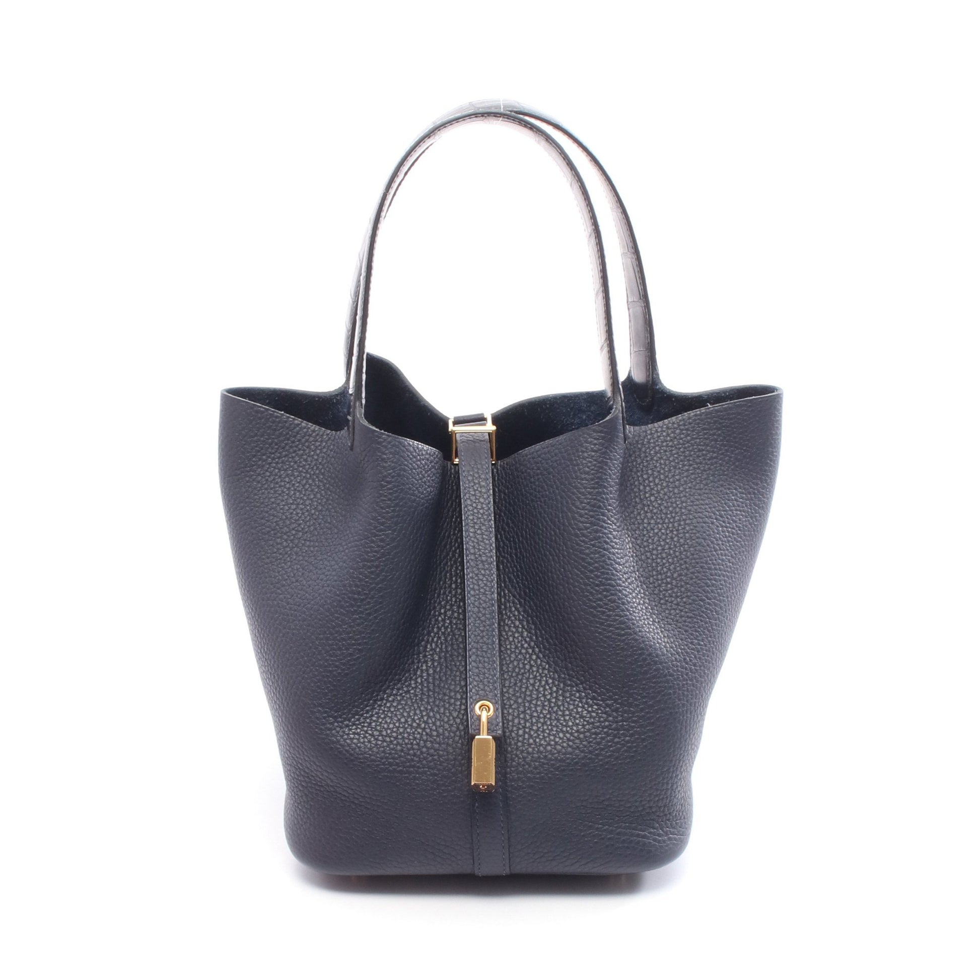 ピコタンロック タッチMM ブルーニュイ ハンドバッグ トリヨンクレマンス アリゲーターマット ネイビー ゴールド金具 D刻印 エルメス バッグ HERMES