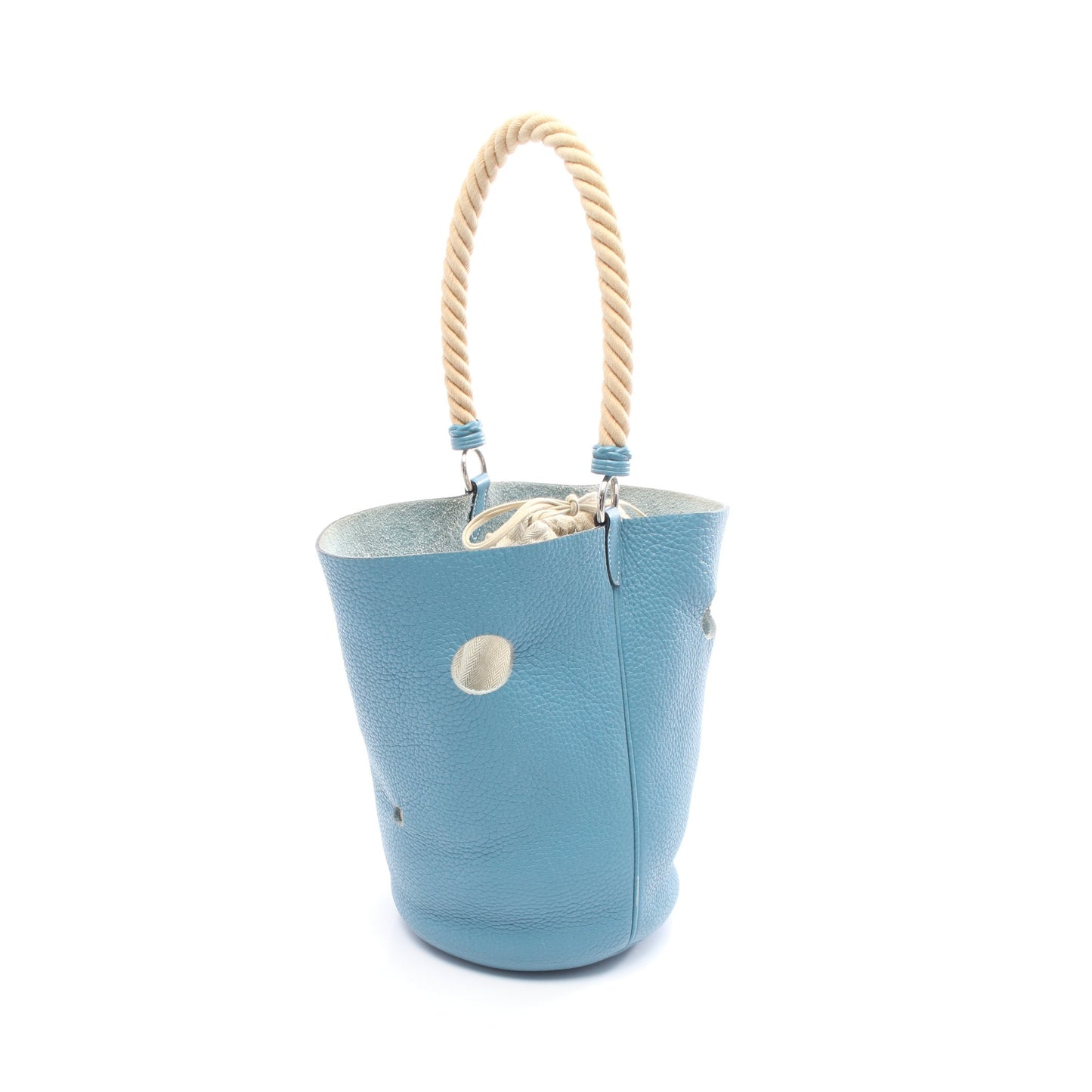 マンジョワールMM ブルージーン ワンショルダーバッグ トリヨンクレマンス ブルー シルバー金具 □I刻印 エルメス バッグ HERMES