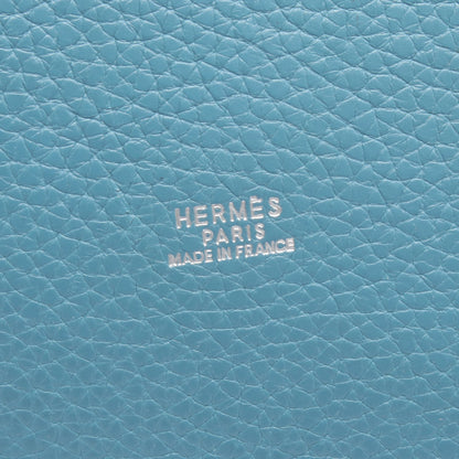 マンジョワールMM ブルージーン ワンショルダーバッグ トリヨンクレマンス ブルー シルバー金具 □I刻印 エルメス バッグ HERMES