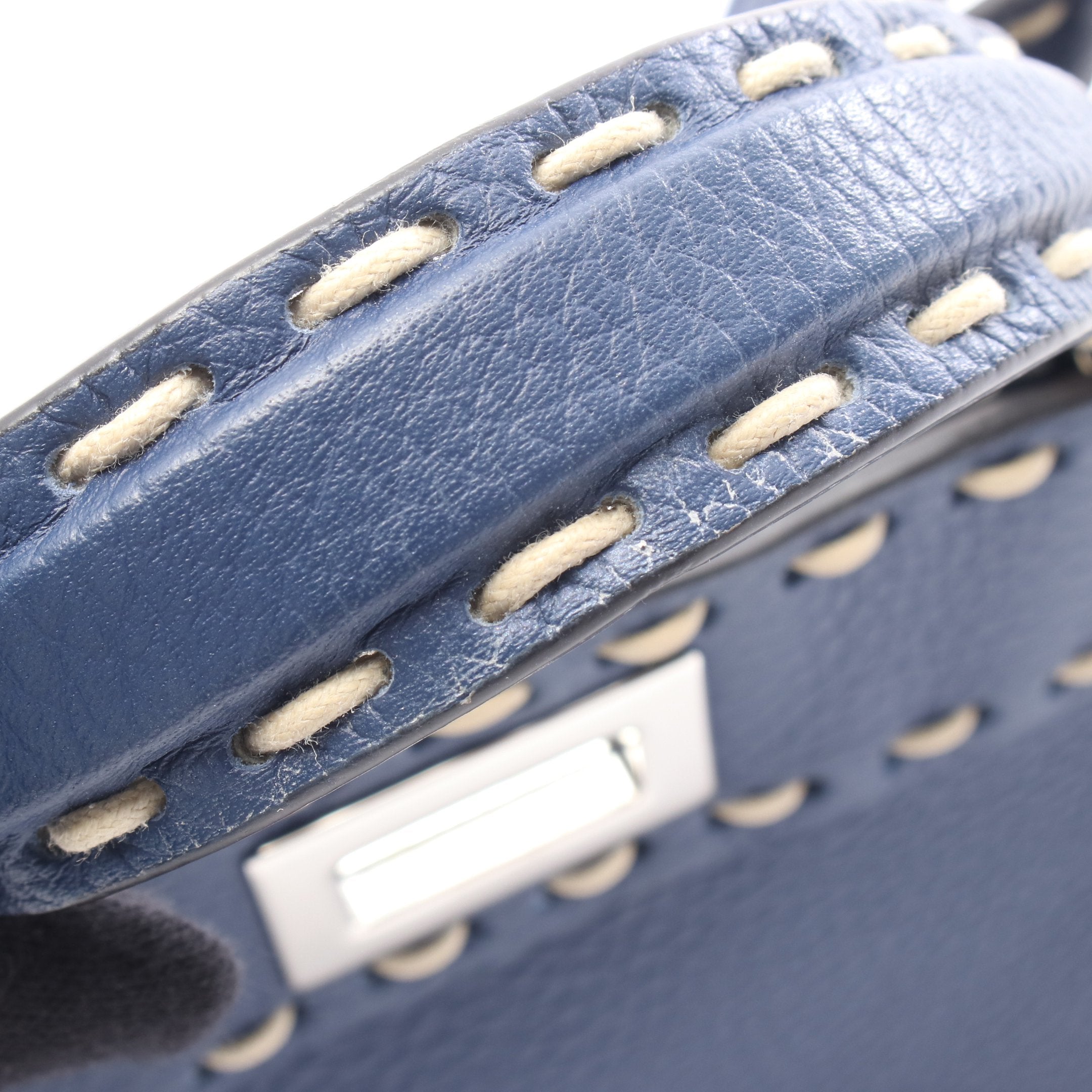 ミニピーカブー セレリア ハンドバッグ レザー ブルー 2WAY フェンディ