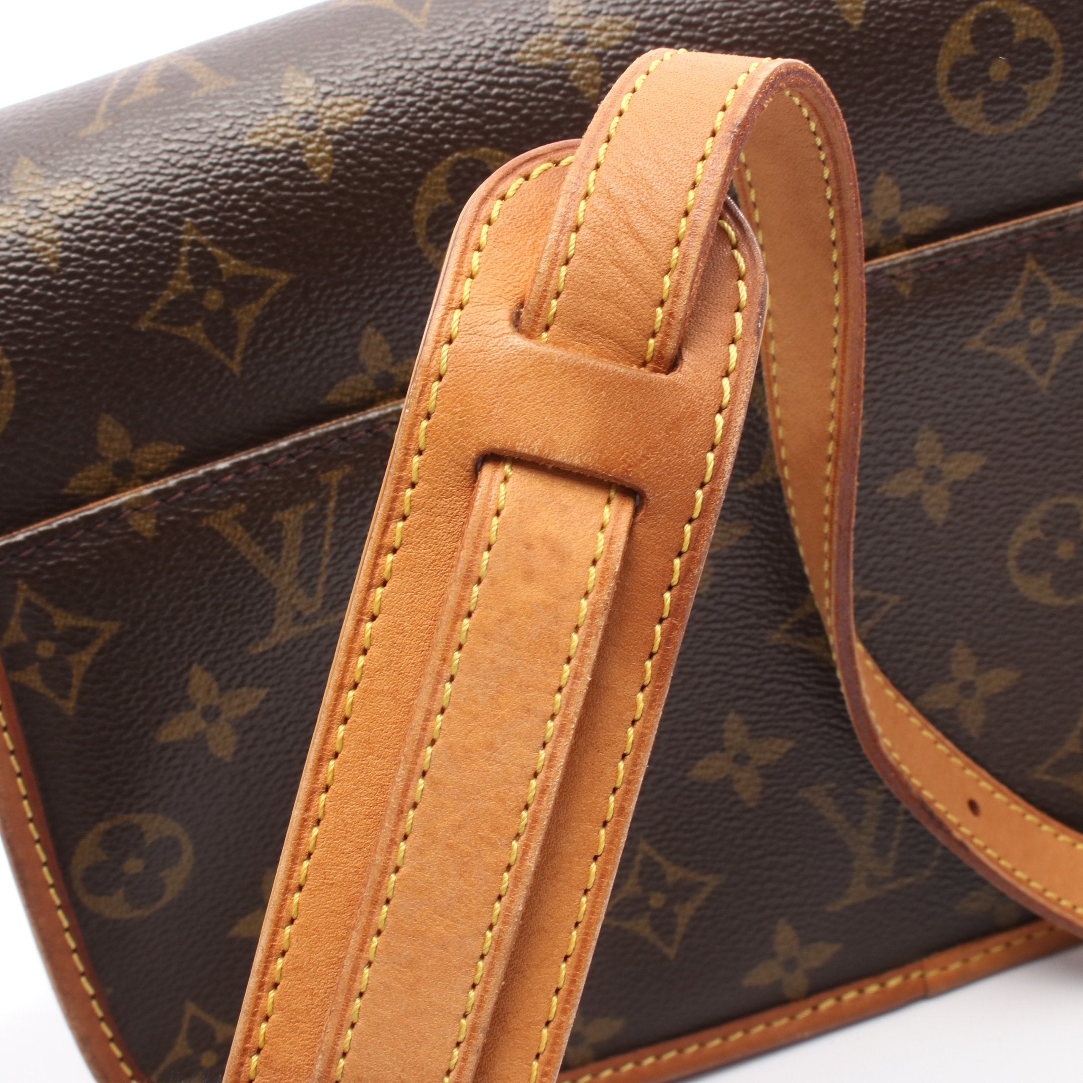 ソローニュ モノグラム ショルダーバッグ PVC レザー ブラウン ルイ