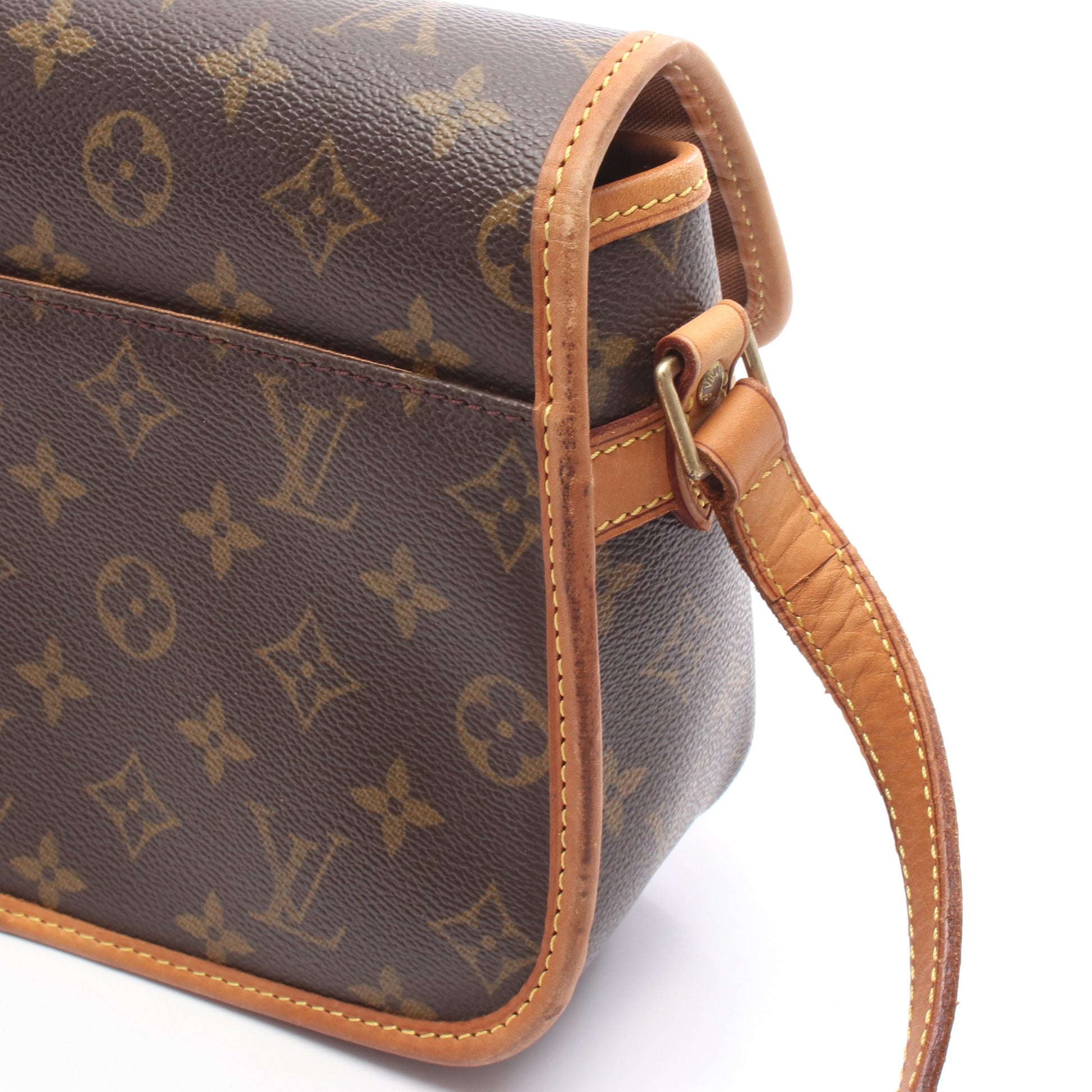 ソローニュ モノグラム ショルダーバッグ PVC レザー ブラウン ルイヴィトン バッグ LOUIS VUITTON