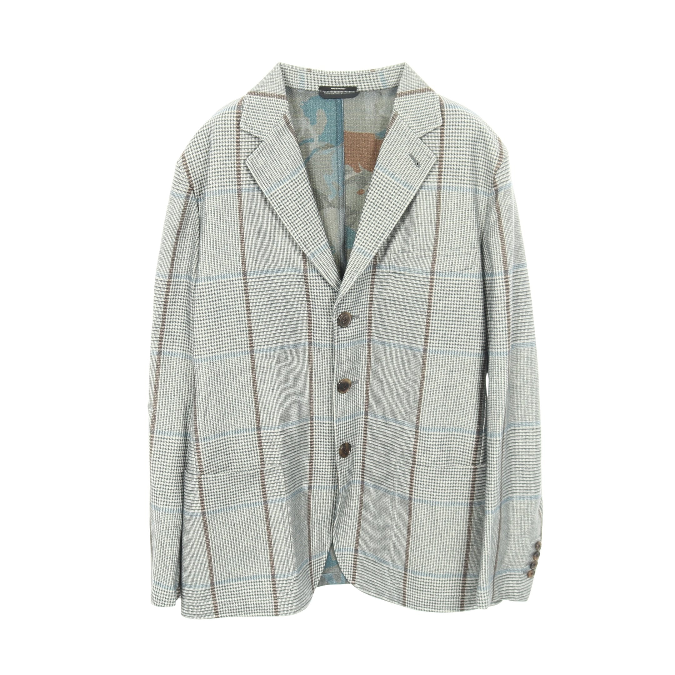 テーラードジャケット チェック 千鳥格子 ウール シルク カシミヤ