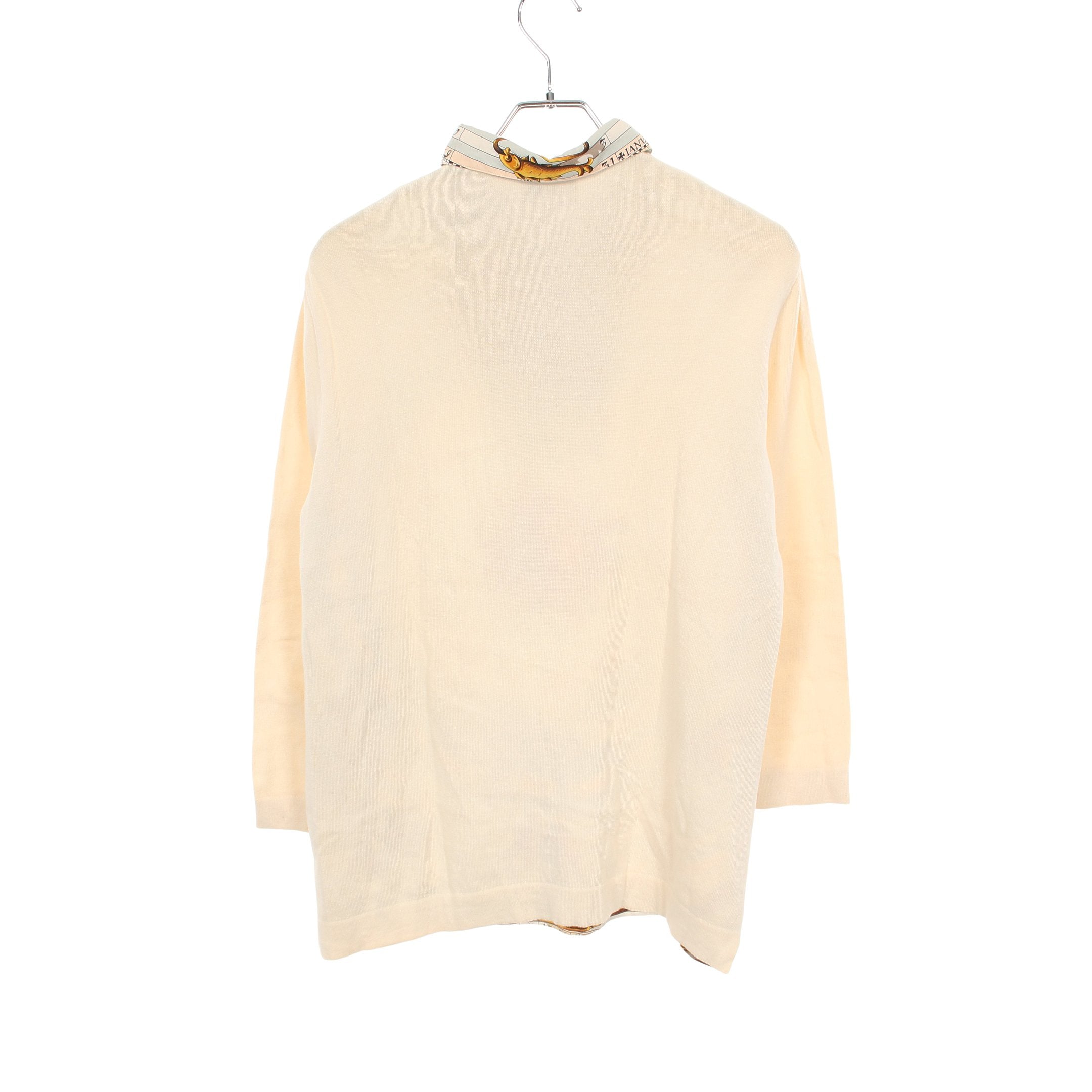 HERMES DIES ET HORE ポロシャツ シルク コットン ウール アイボリー