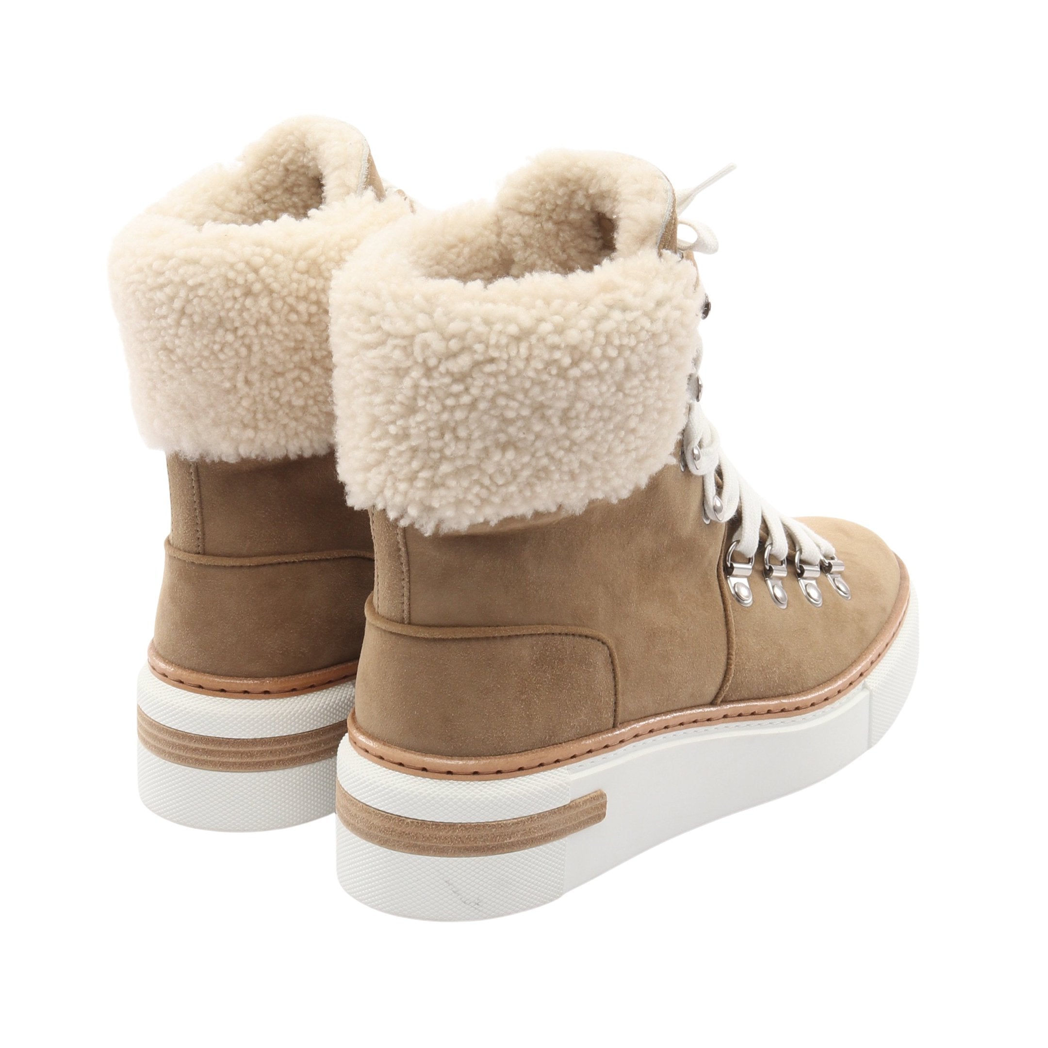 フロコン ハイカットスニーカー スエード ムートン ライトブラウン