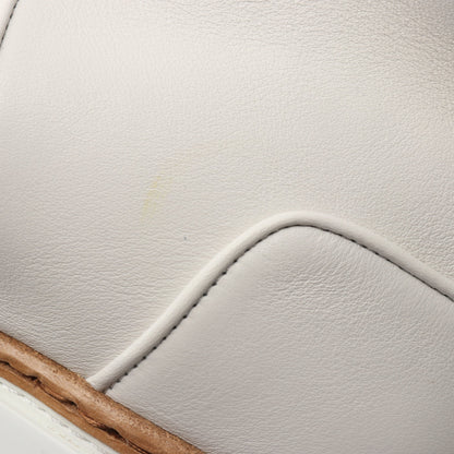 フロコン アンクル ブーツ レザー ムートン ホワイト ブラウン エルメス シューズ HERMES