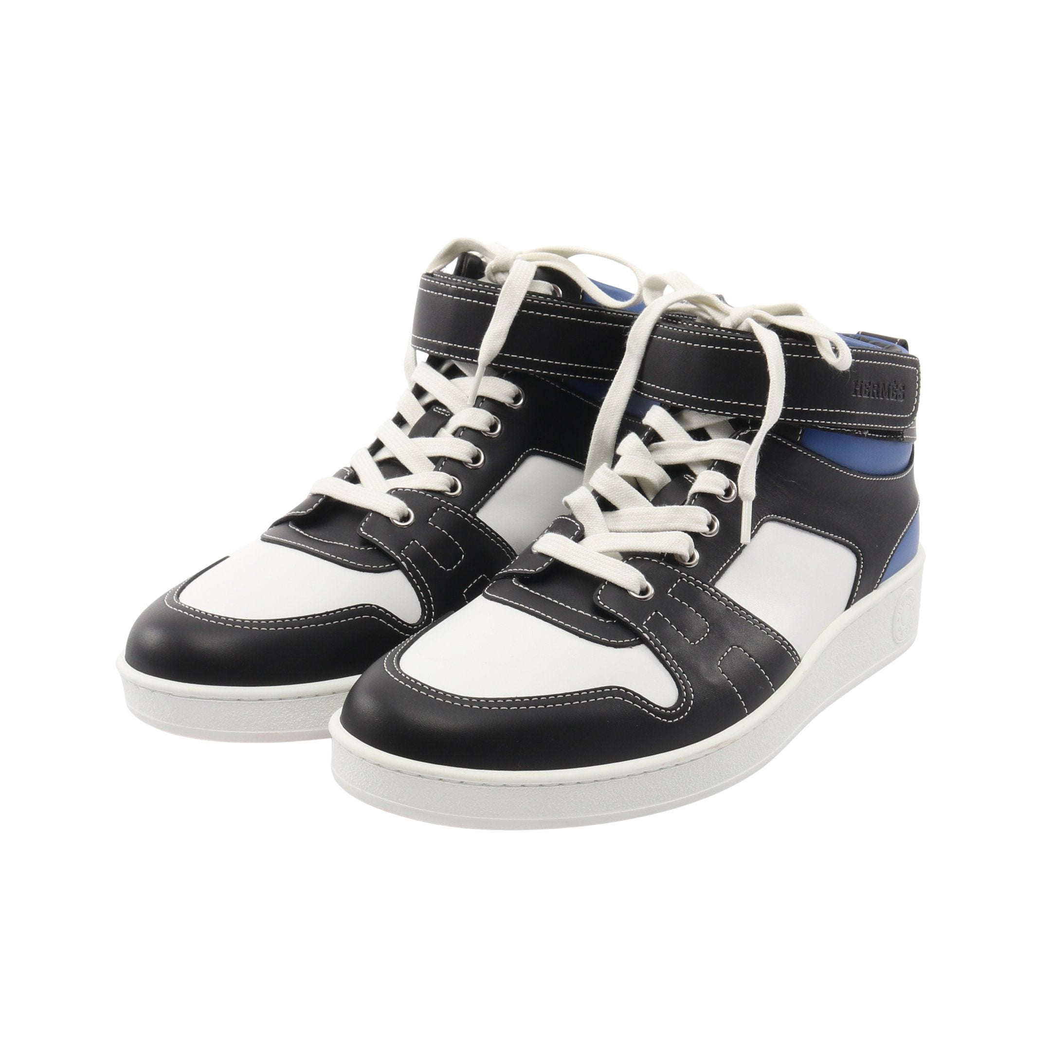 HERMES ブラック/ホワイト スニーカー フリースタイル スニーカー レザー ブラック ホワイト ブルー エルメス