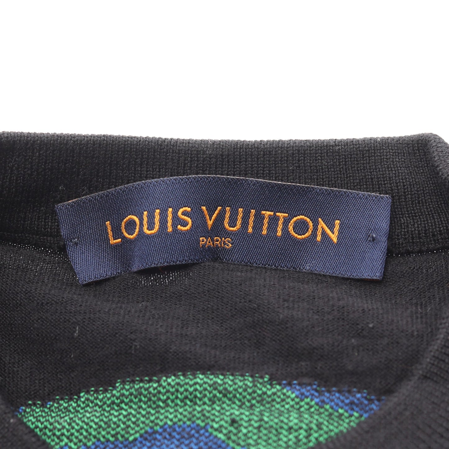 バーコードアンドアース ニット クルーネック 半袖 ウール ブラック マルチカラー ルイヴィトン トップス LOUIS VUITTON