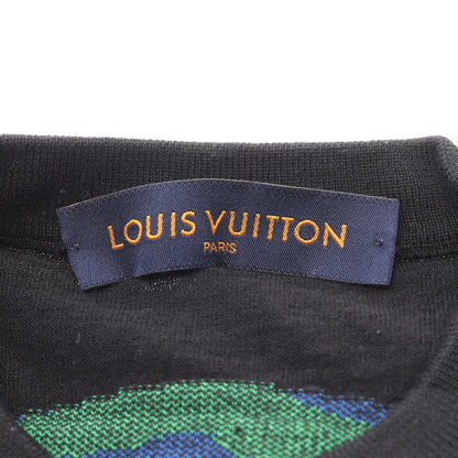 バーコードアンドアース ニット クルーネック 半袖 ウール ブラック マルチカラー ルイヴィトン トップス LOUIS VUITTON
