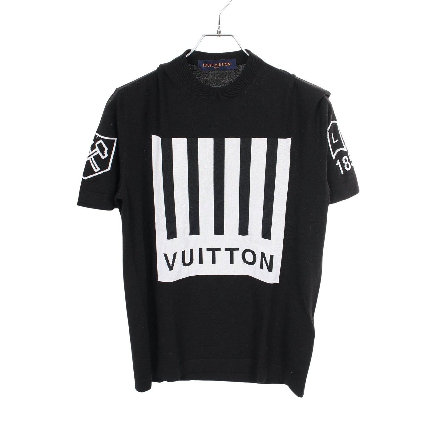 バーコードアンドアース ニット クルーネック 半袖 ウール ブラック マルチカラー ルイヴィトン トップス LOUIS VUITTON