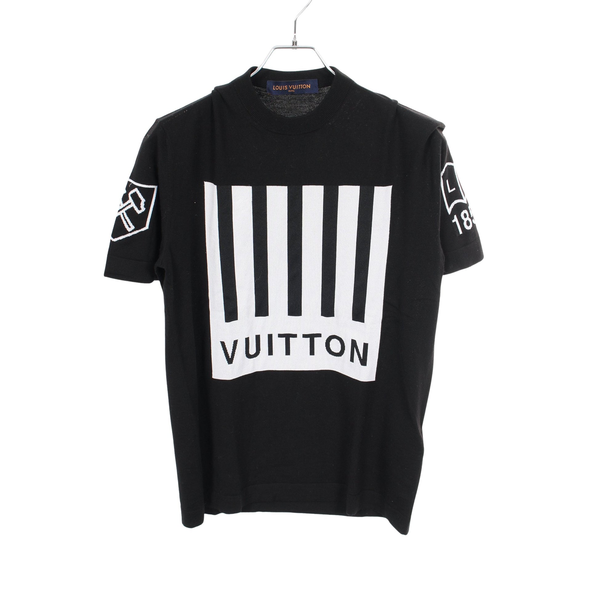 バーコードアンドアース ニット クルーネック 半袖 ウール ブラック マルチカラー ルイヴィトン トップス LOUIS VUITTON