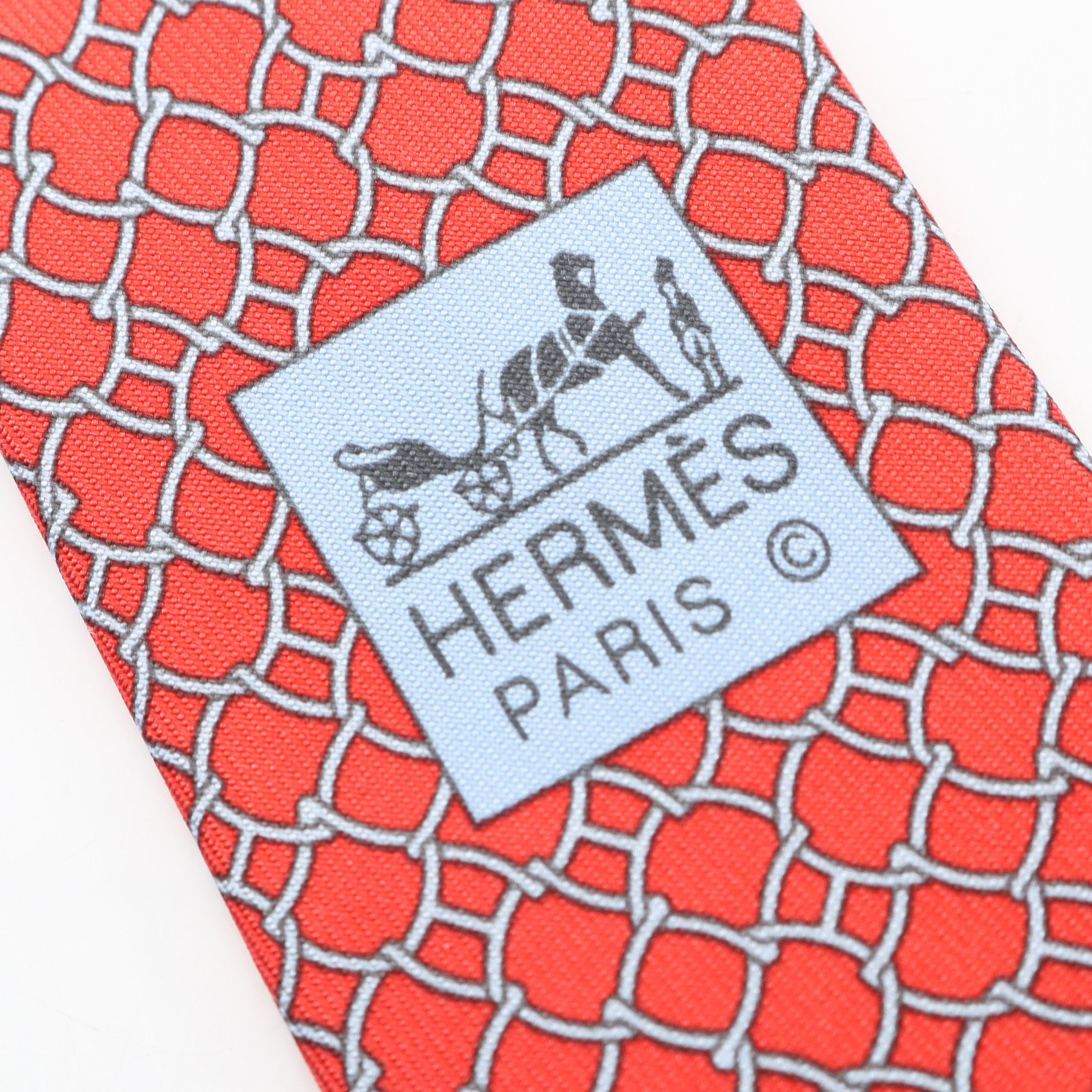 ネクタイ 総柄 シルク レッド ライトブルー エルメス – RECLO