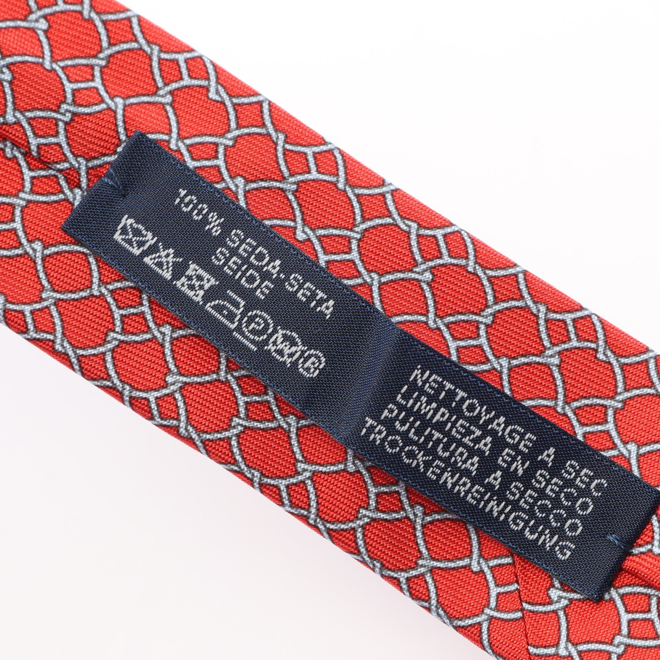 ネクタイ 総柄 シルク レッド ライトブルー エルメス – RECLO