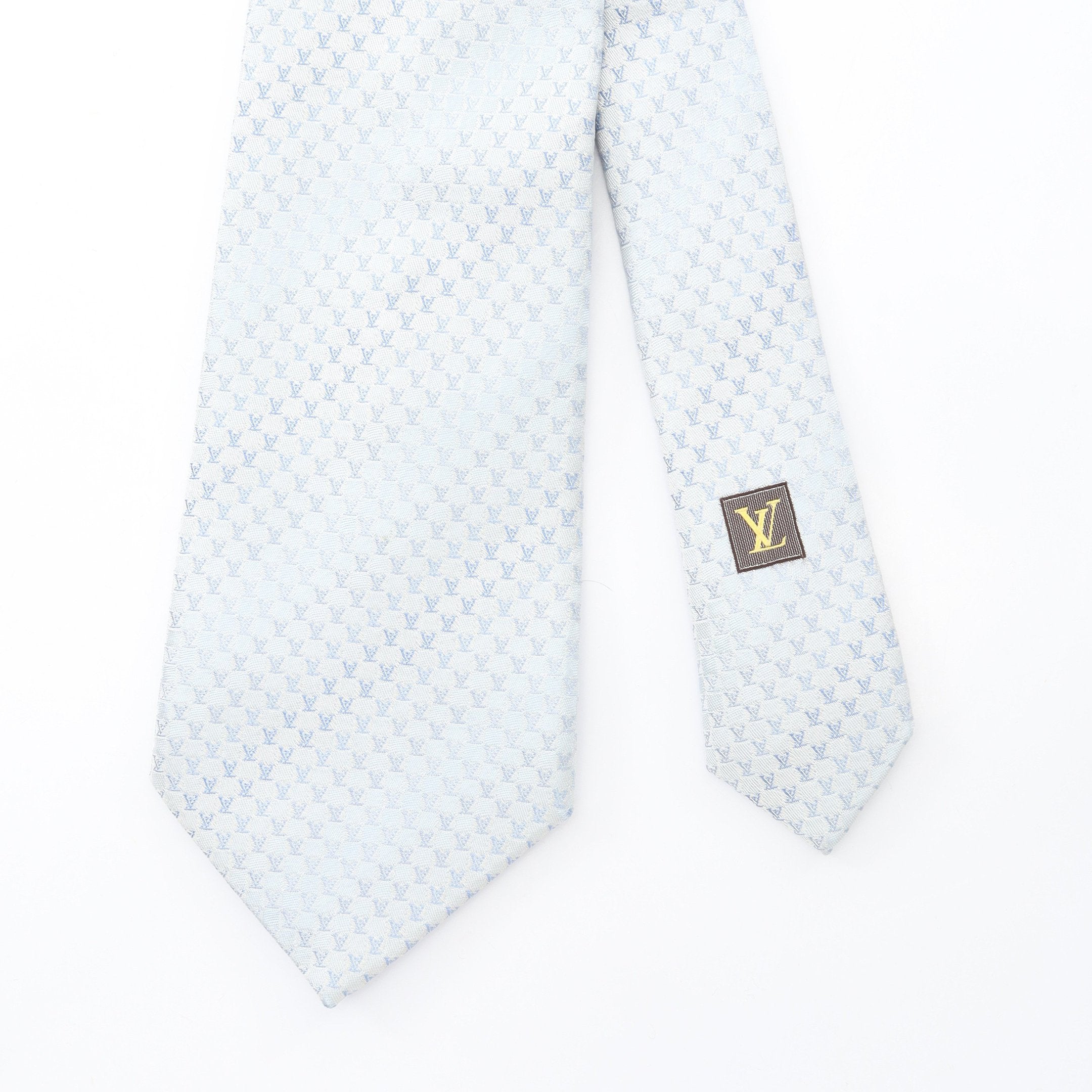 ネクタイ ロゴ総柄 シルク ライトブルー ルイヴィトン – RECLO